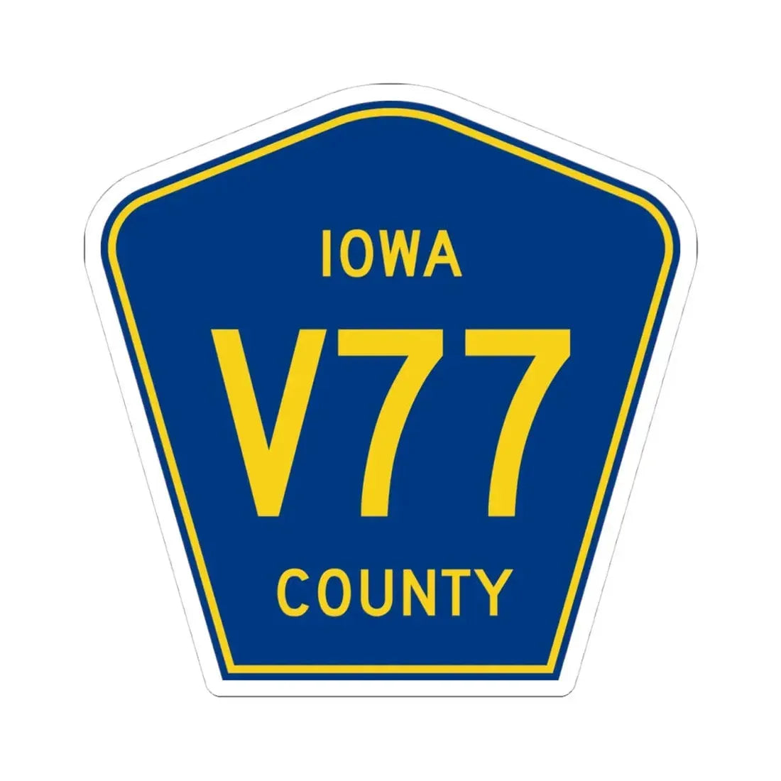 Iowa County Route V77 IA (Iowa) (Road Sign) STICKER Vinyl Kiss-Cut Decal 4 Inch White - The Sticker Space