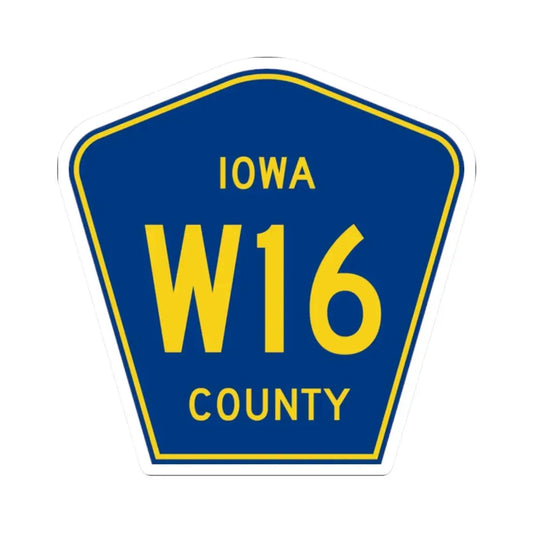 Iowa County Route W16 IA (Iowa) (Road Sign) STICKER Vinyl Kiss-Cut Decal 2 Inch White - The Sticker Space