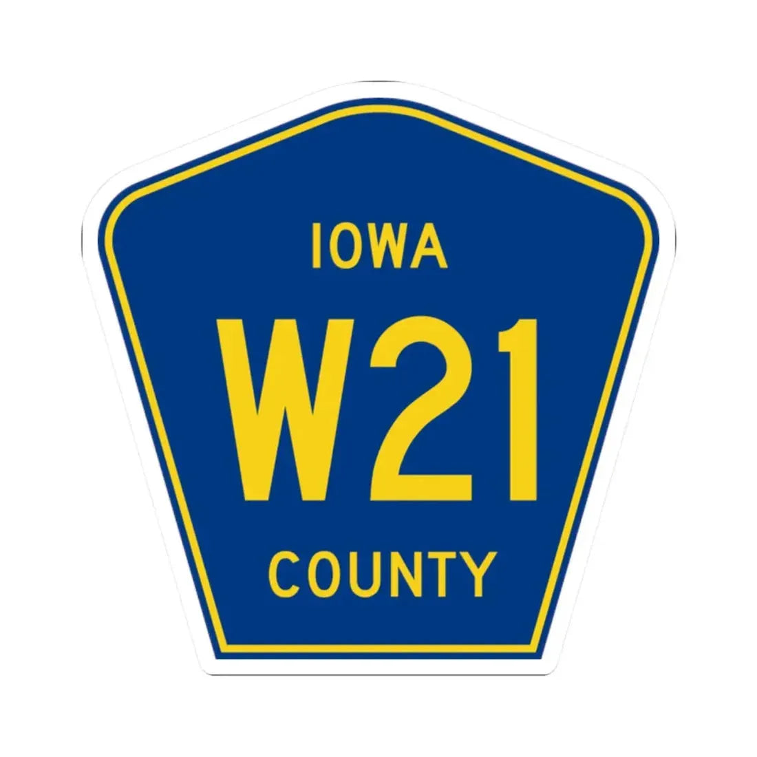 Iowa County Route W21 IA (Iowa) (Road Sign) STICKER Vinyl Kiss-Cut Decal 2 Inch White - The Sticker Space