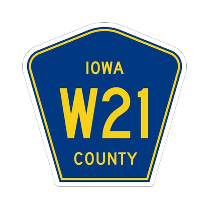 Iowa County Route W21 IA (Iowa) (Road Sign) STICKER Vinyl Kiss-Cut Decal 6 Inch White - The Sticker Space