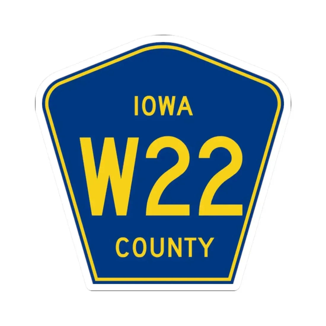 Iowa County Route W22 IA (Iowa) (Road Sign) STICKER Vinyl Kiss-Cut Decal 2 Inch White - The Sticker Space