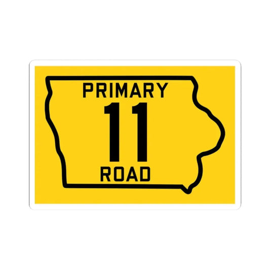 Iowa Primary 11 (Iowa) (Road Sign) STICKER Vinyl Kiss-Cut Decal 2 Inch White - The Sticker Space
