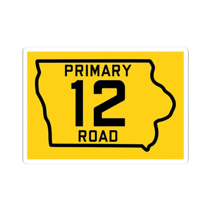 Iowa Primary 12 (Iowa) (Road Sign) STICKER Vinyl Kiss-Cut Decal 4 Inch White - The Sticker Space