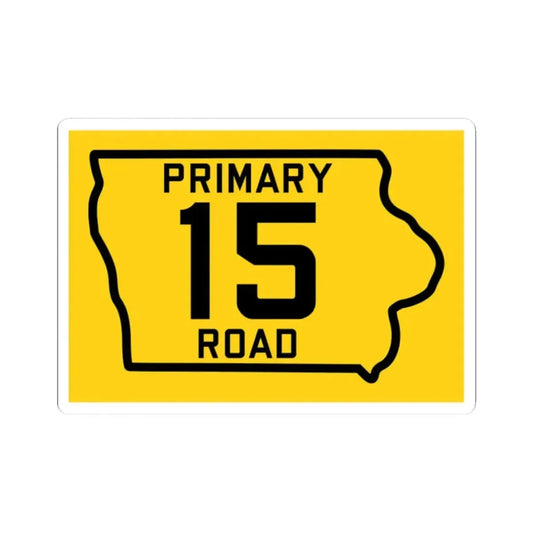 Iowa Primary 15 (Iowa) (Road Sign) STICKER Vinyl Kiss-Cut Decal 2 Inch White - The Sticker Space