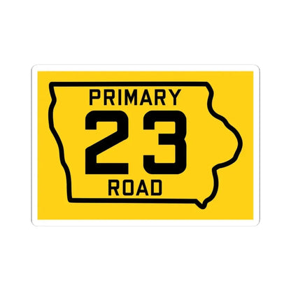 Iowa Primary 23 (Iowa) (Road Sign) STICKER Vinyl Kiss-Cut Decal 4 Inch White - The Sticker Space