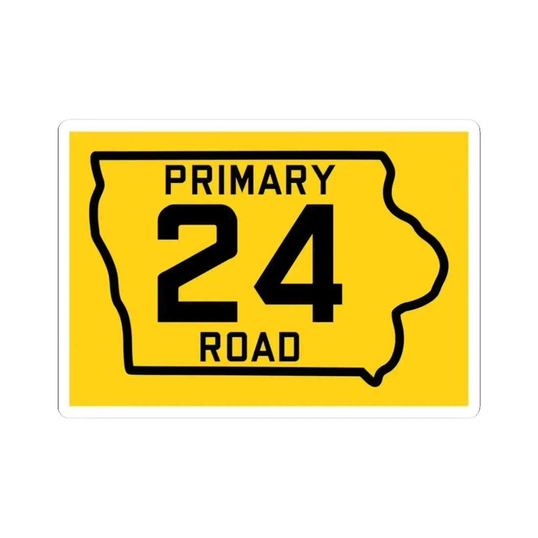 Iowa Primary 24 (Iowa) (Road Sign) STICKER Vinyl Kiss-Cut Decal 3 Inch White - The Sticker Space