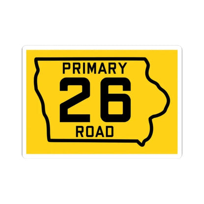 Iowa Primary 26 (Iowa) (Road Sign) STICKER Vinyl Kiss-Cut Decal 2 Inch White - The Sticker Space