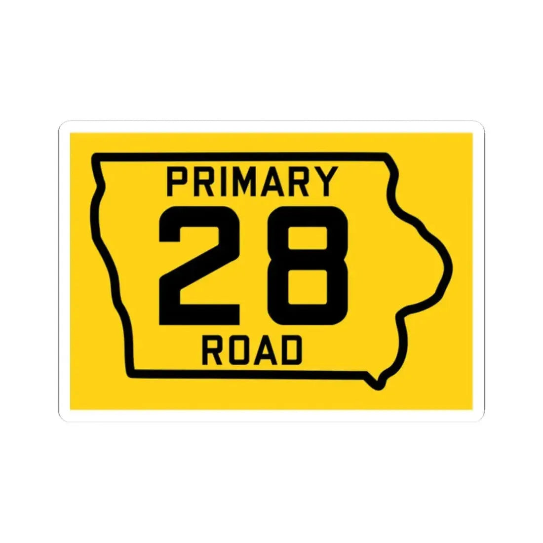 Iowa Primary 28 (Iowa) (Road Sign) STICKER Vinyl Kiss-Cut Decal 2 Inch White - The Sticker Space