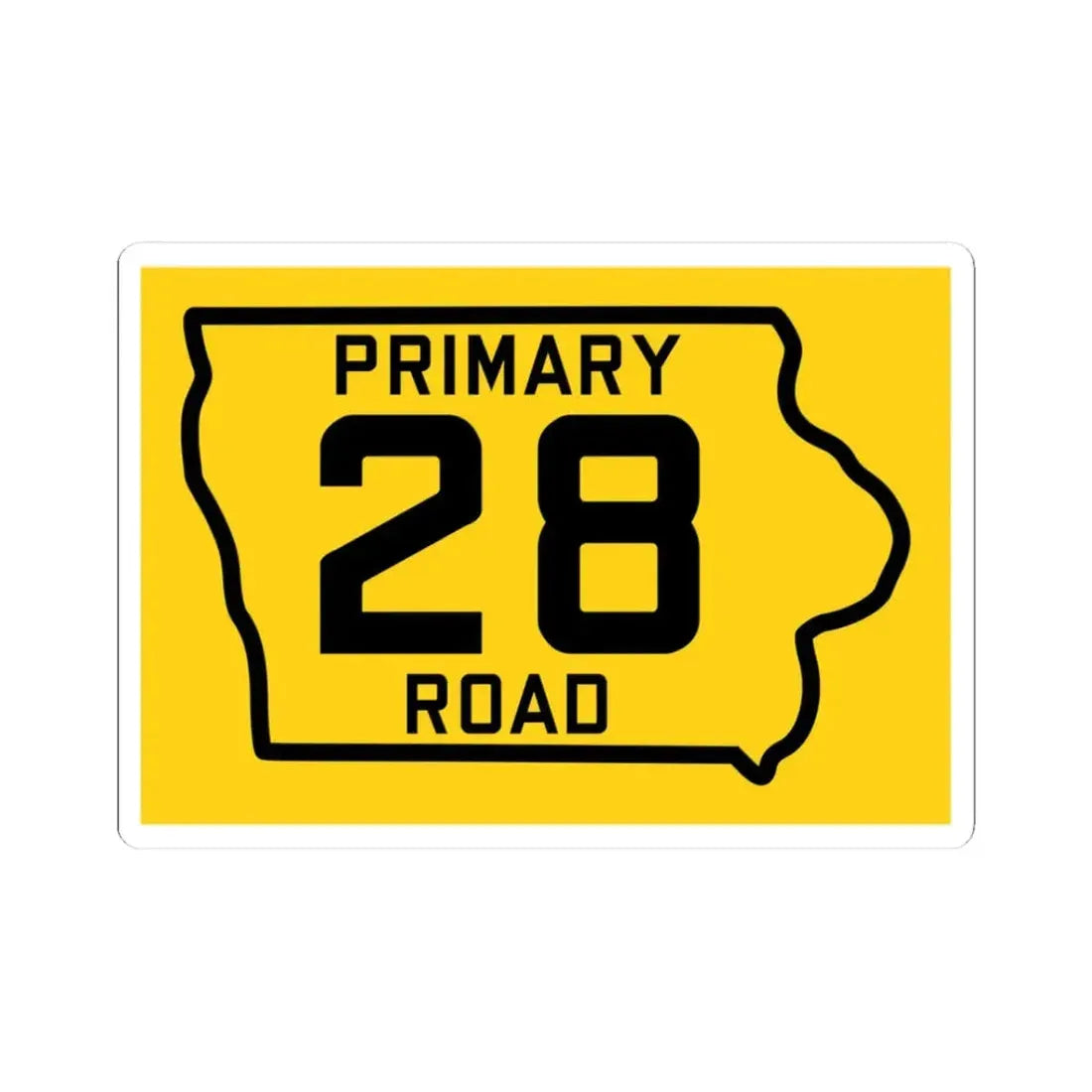 Iowa Primary 28 (Iowa) (Road Sign) STICKER Vinyl Kiss-Cut Decal 3 Inch White - The Sticker Space