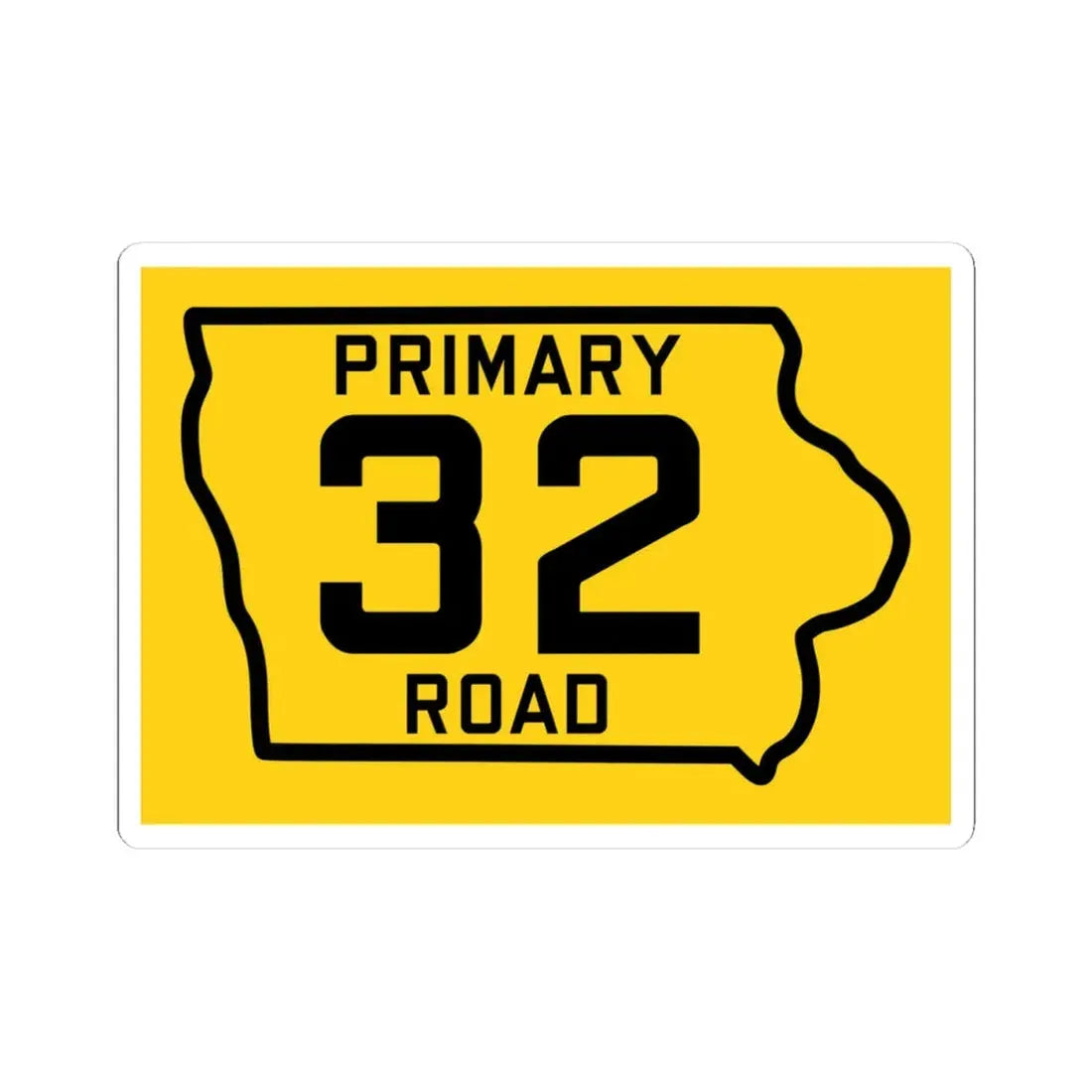 Iowa Primary 32 (Iowa) (Road Sign) STICKER Vinyl Kiss-Cut Decal 4 Inch White - The Sticker Space