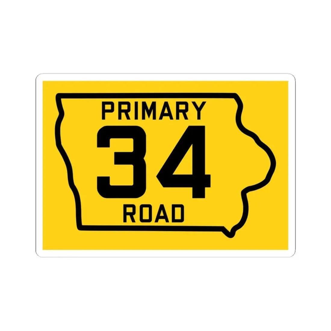 Iowa Primary 34 (Iowa) (Road Sign) STICKER Vinyl Kiss-Cut Decal 6 Inch White - The Sticker Space