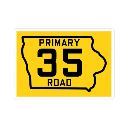 Iowa Primary 35 (Iowa) (Road Sign) STICKER Vinyl Kiss-Cut Decal 2 Inch White - The Sticker Space