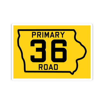 Iowa Primary 36 (Iowa) (Road Sign) STICKER Vinyl Kiss-Cut Decal 4 Inch White - The Sticker Space