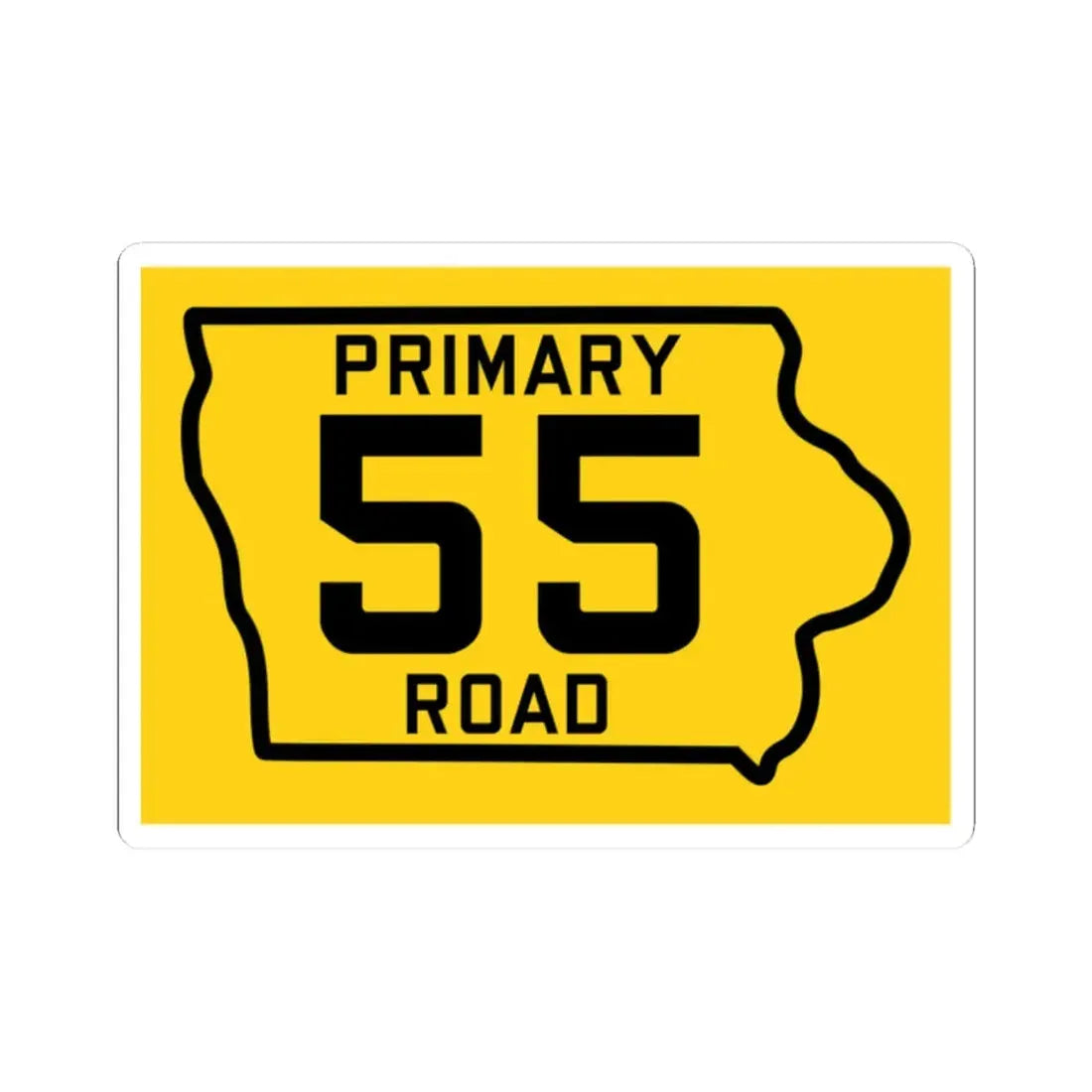 Iowa Primary 55 (Iowa) (Road Sign) STICKER Vinyl Kiss-Cut Decal 2 Inch White - The Sticker Space