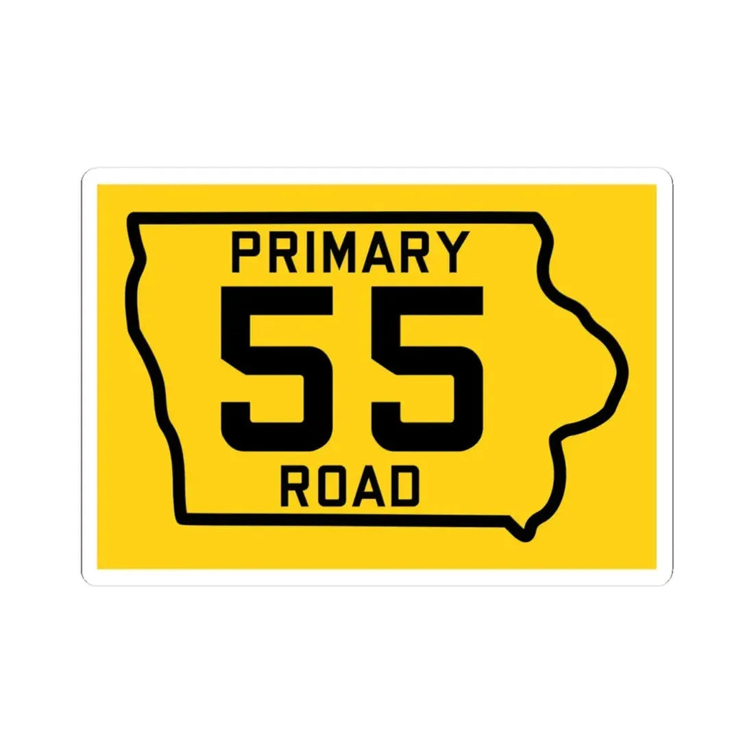 Iowa Primary 55 (Iowa) (Road Sign) STICKER Vinyl Kiss-Cut Decal 4 Inch White - The Sticker Space