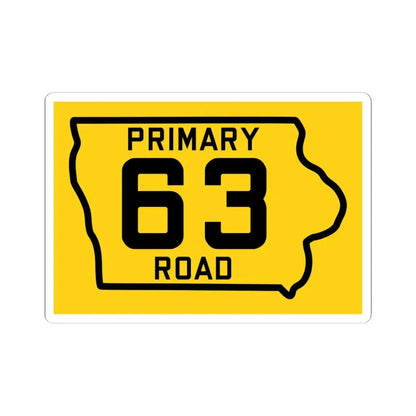 Iowa Primary 63 (Iowa) (Road Sign) STICKER Vinyl Kiss-Cut Decal 6 Inch White - The Sticker Space