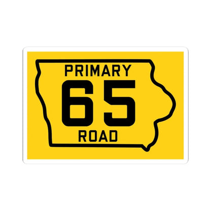 Iowa Primary 65 (Iowa) (Road Sign) STICKER Vinyl Kiss-Cut Decal 3 Inch White - The Sticker Space