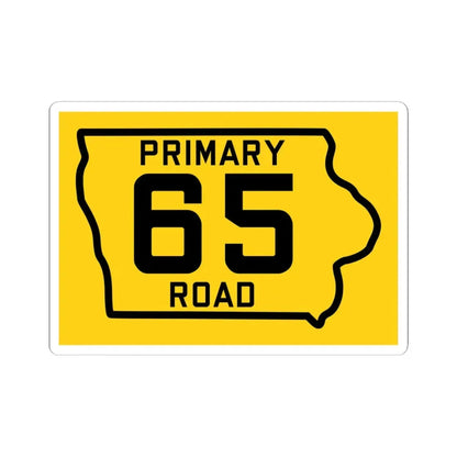 Iowa Primary 65 (Iowa) (Road Sign) STICKER Vinyl Kiss-Cut Decal 6 Inch White - The Sticker Space