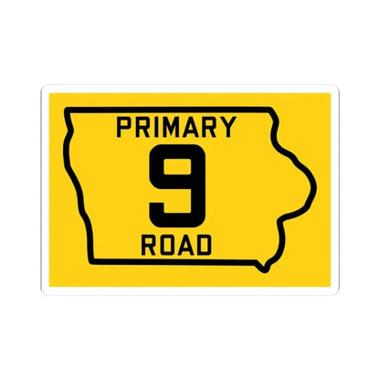 Iowa Primary 9 (Iowa) (Road Sign) STICKER Vinyl Kiss-Cut Decal 3 Inch White - The Sticker Space