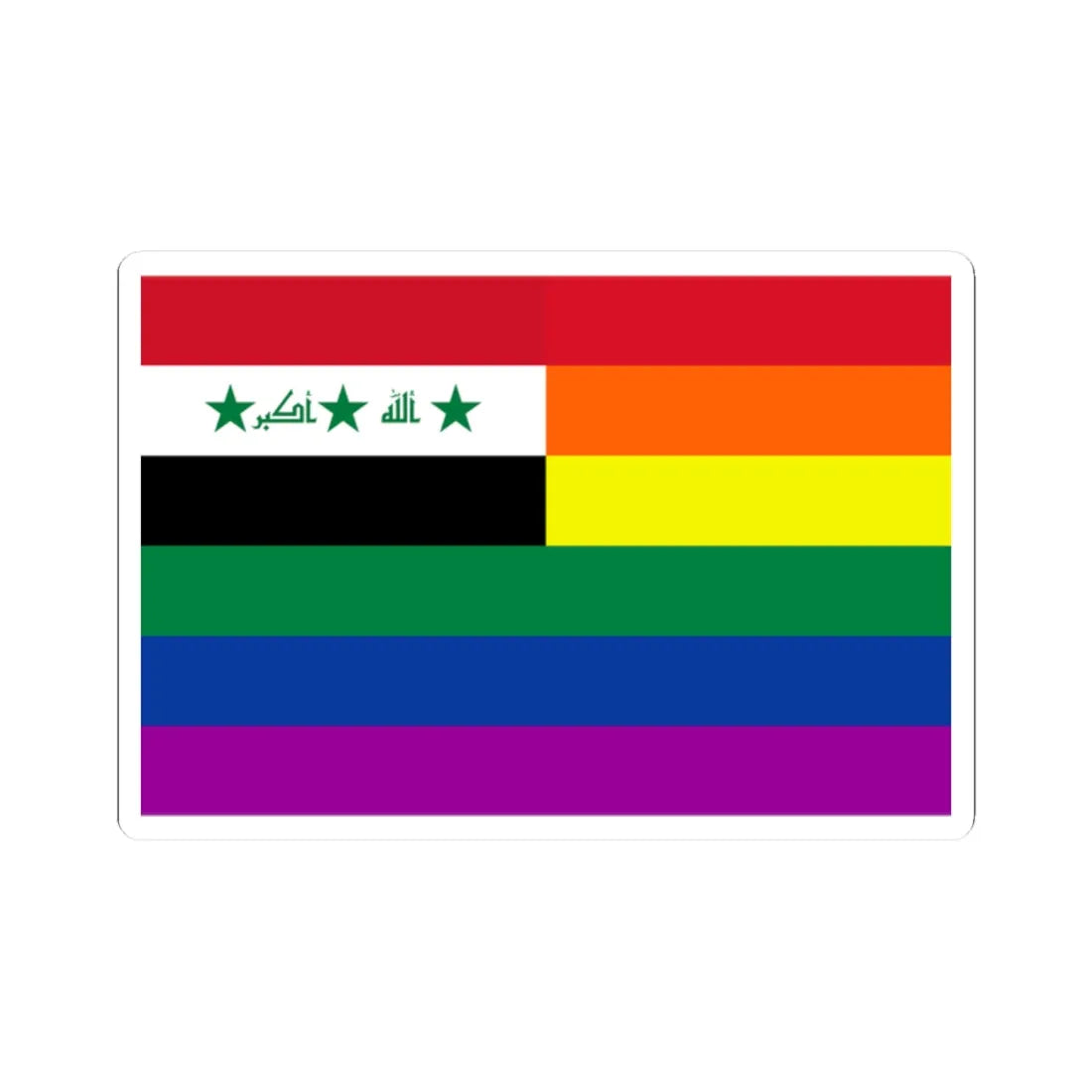 Iraq Rainbow Flag 2004-2008 (Iraq) STICKER Vinyl Kiss-Cut Decal 2 Inch White - The Sticker Space