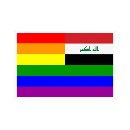 Iraq Rainbow Flag reverse (Iraq) STICKER Vinyl Kiss-Cut Decal 2 Inch White - The Sticker Space