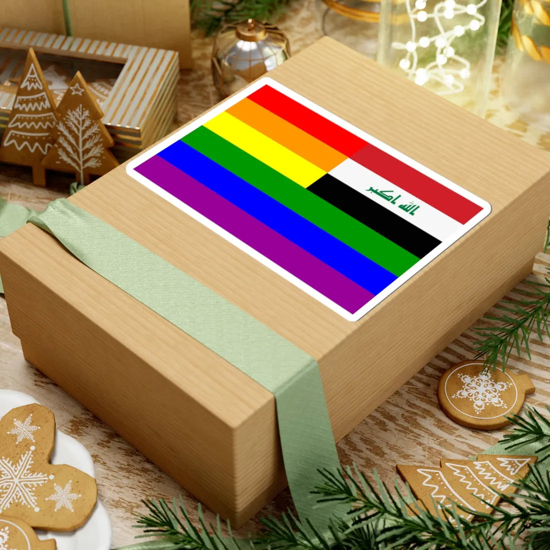 Iraq Rainbow Flag reverse (Iraq) STICKER Vinyl Kiss-Cut Decal - The Sticker Space