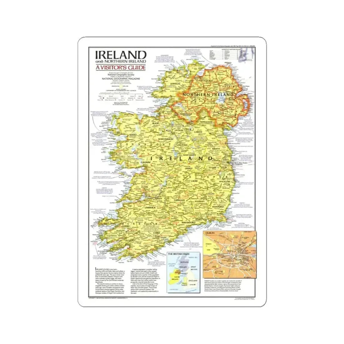 Ireland - A Visitor's Guide (1981) (Map) STICKER Vinyl Kiss-Cut Decal 6 Inch White - The Sticker Space