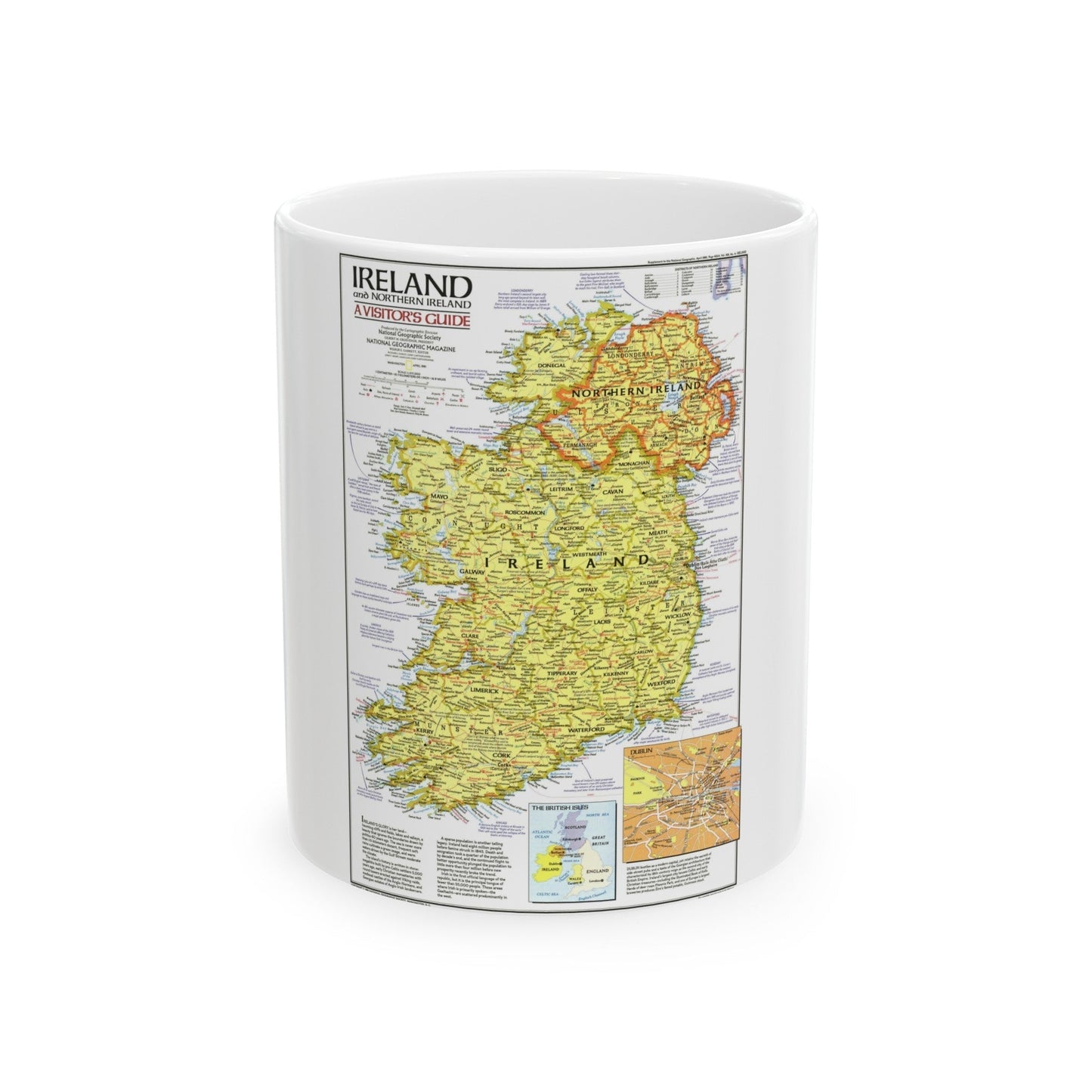 Ireland - A Visitor's Guide (1981) (Map) White Coffee Mug-11oz-The Sticker Space