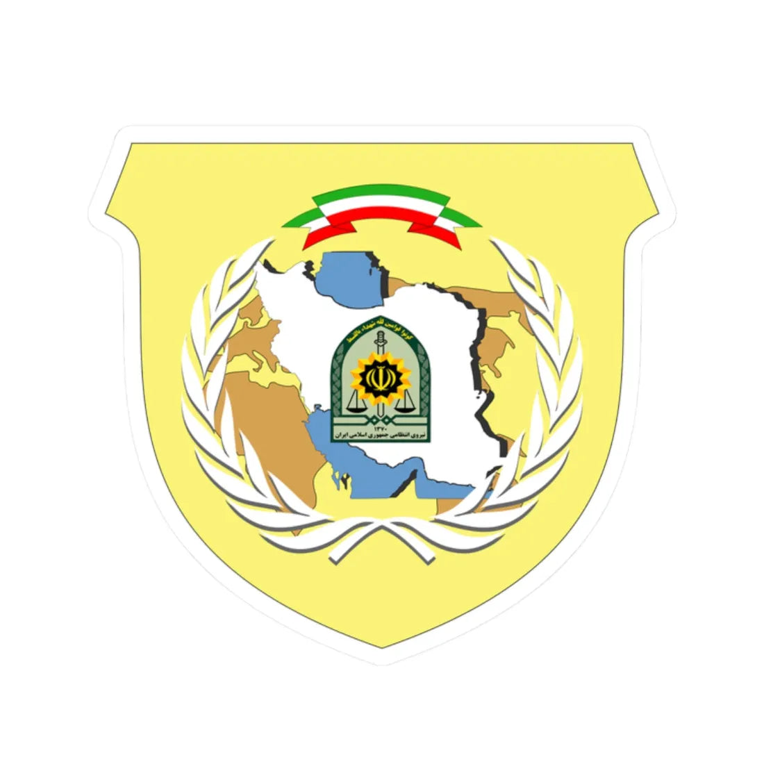 IRI.Anti-Narcotics Police (Iran) (Coat of Arms) STICKER Vinyl Kiss-Cut Decal 2 Inch White - The Sticker Space