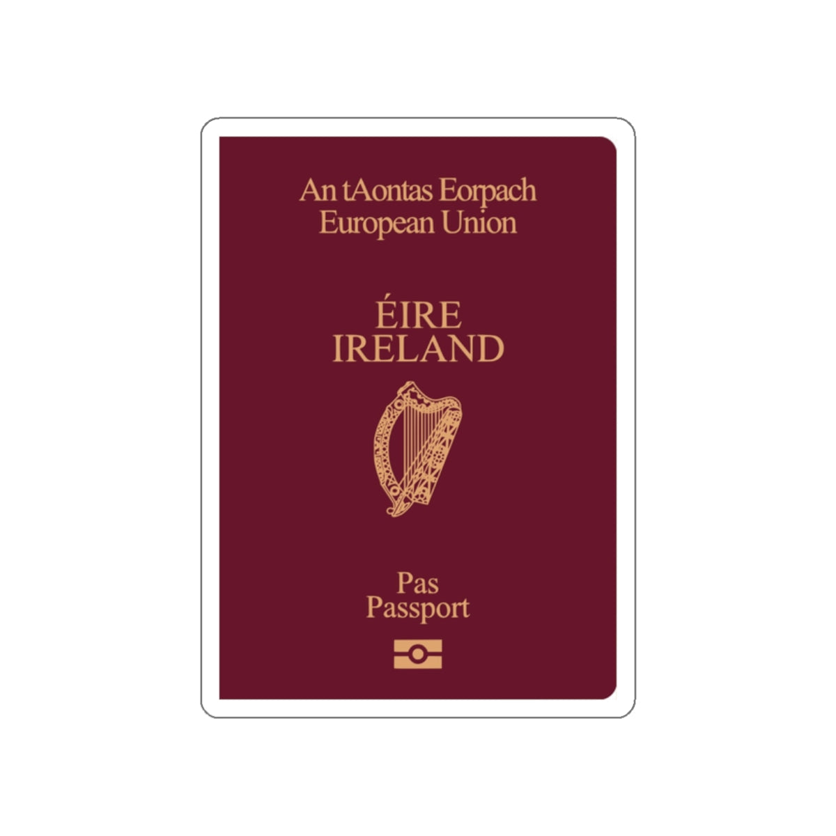 Irish Passport STICKER Vinyl Die-Cut Decal-White-The Sticker Space