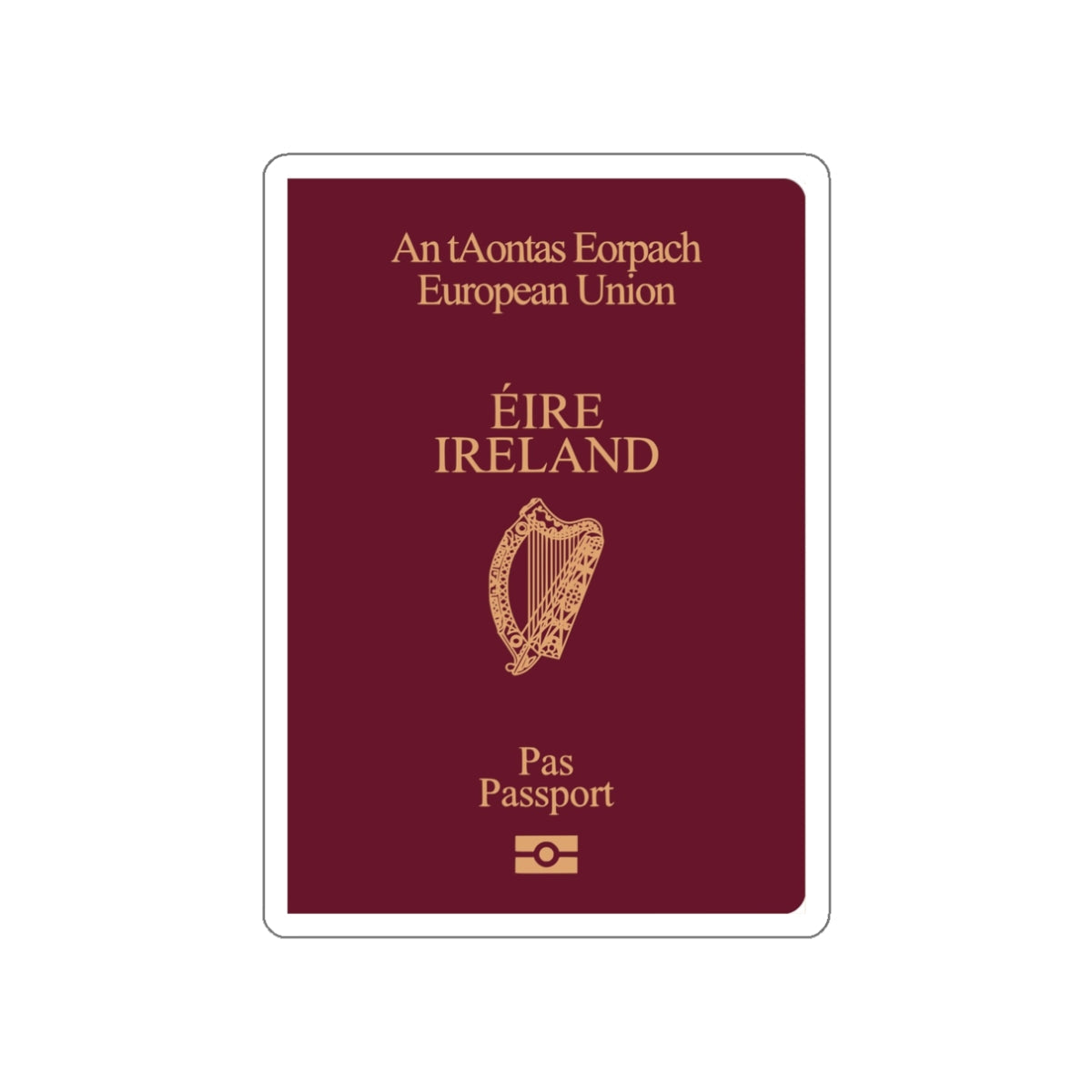 Irish Passport STICKER Vinyl Die-Cut Decal-White-The Sticker Space