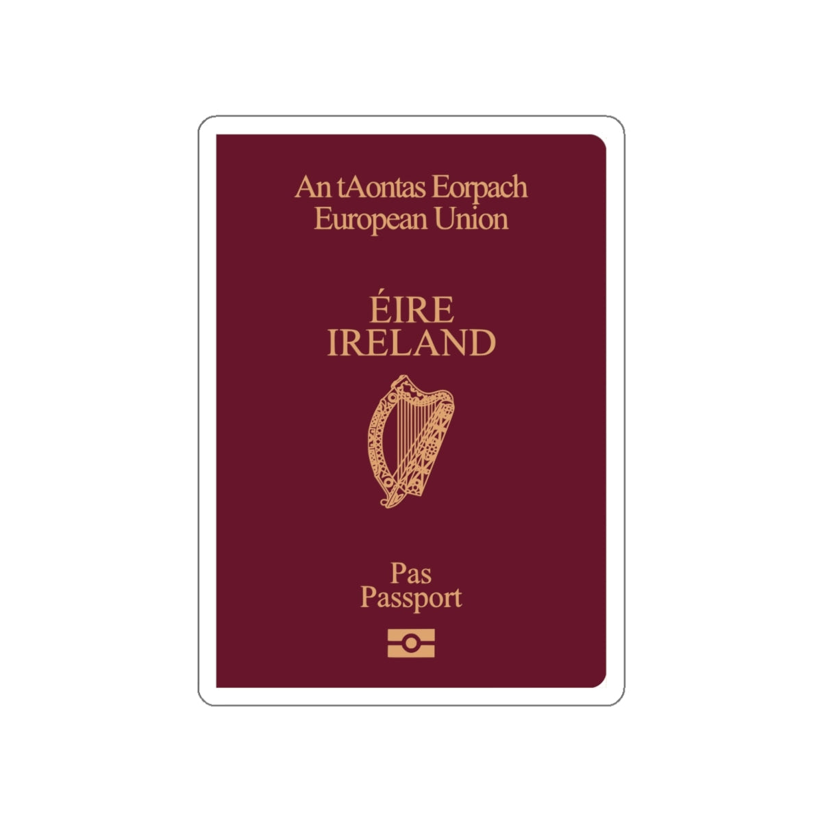 Irish Passport STICKER Vinyl Die-Cut Decal-White-The Sticker Space