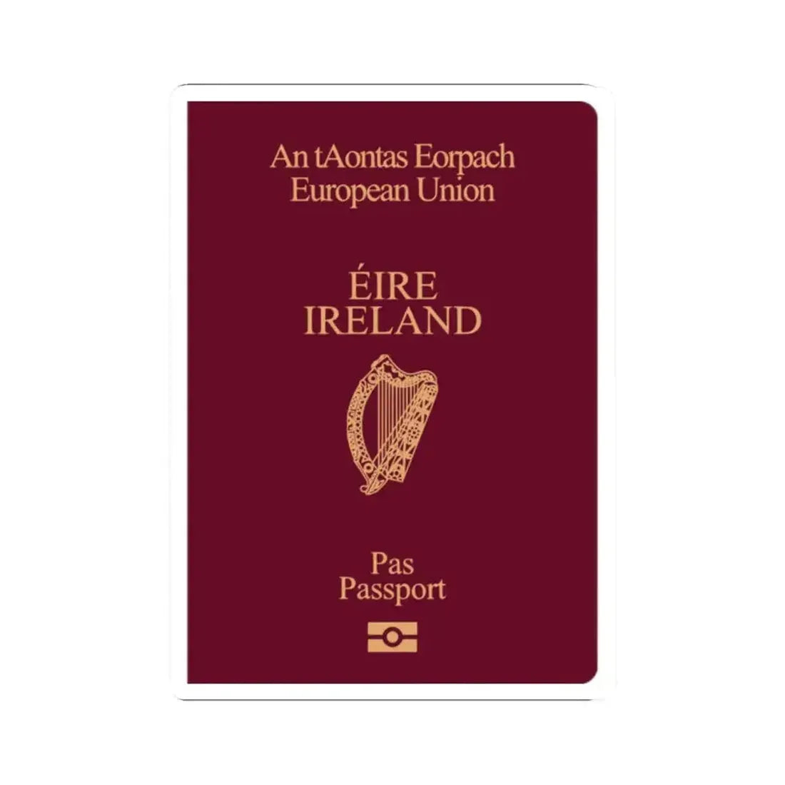 Irish Passport - STICKER Vinyl Kiss-Cut Decal 2 Inch White - The Sticker Space
