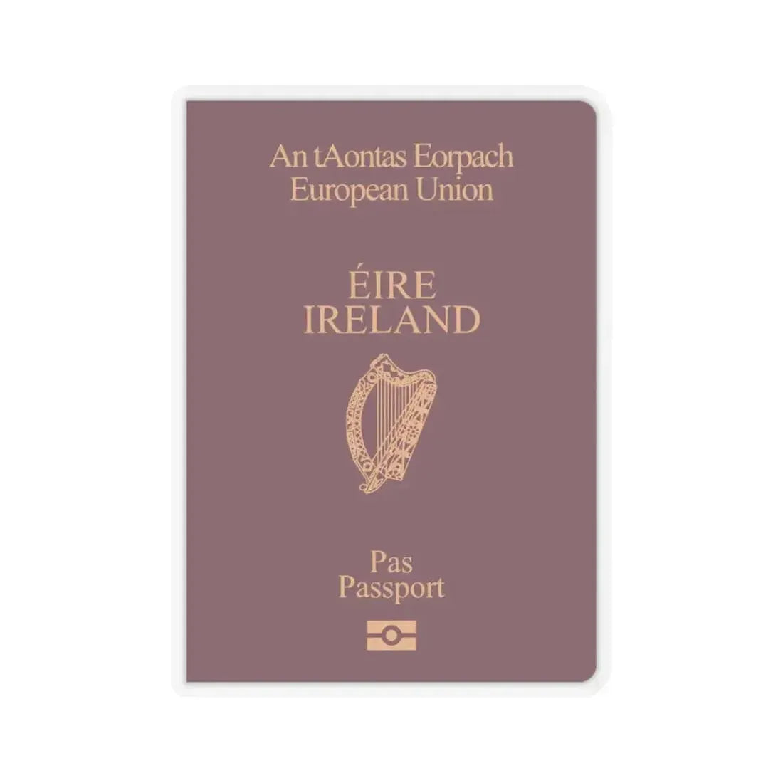 Irish Passport - STICKER Vinyl Kiss-Cut Decal 3 Inch Transparent - The Sticker Space