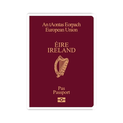 Irish Passport - STICKER Vinyl Kiss-Cut Decal 3 Inch White - The Sticker Space
