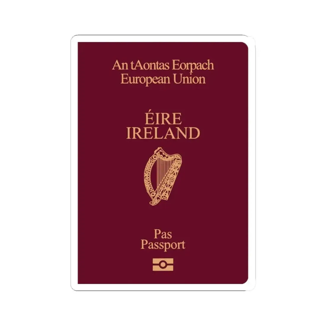 Irish Passport - STICKER Vinyl Kiss-Cut Decal 4 Inch White - The Sticker Space