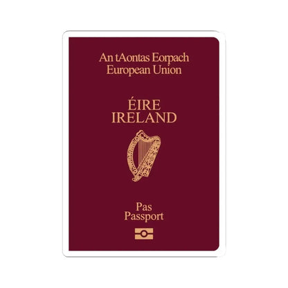 Irish Passport - STICKER Vinyl Kiss-Cut Decal 4 Inch White - The Sticker Space