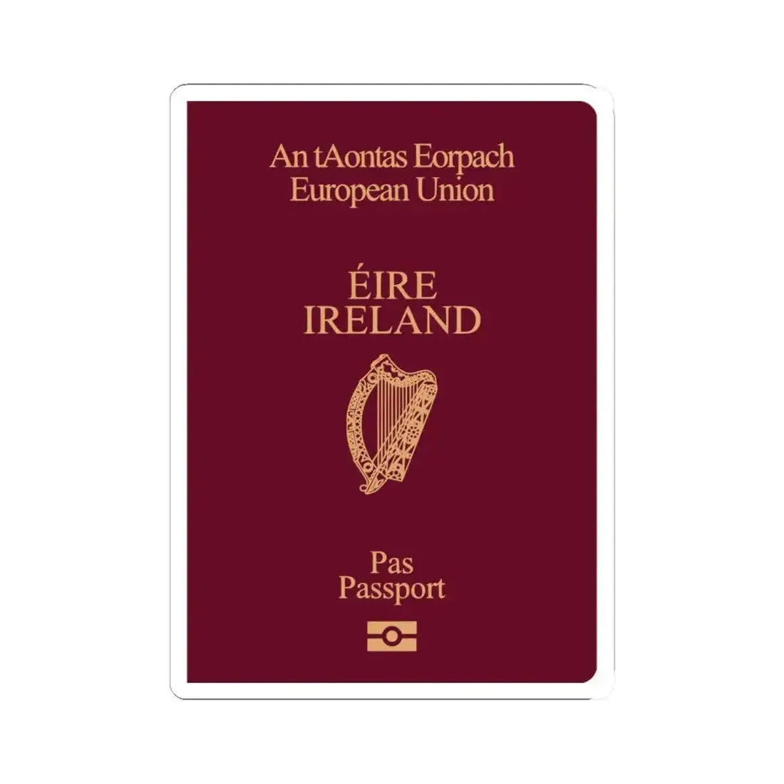 Irish Passport - STICKER Vinyl Kiss-Cut Decal 6 Inch White - The Sticker Space