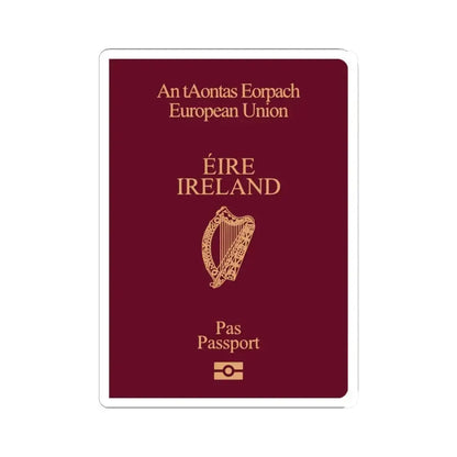 Irish Passport - STICKER Vinyl Kiss-Cut Decal 6 Inch White - The Sticker Space