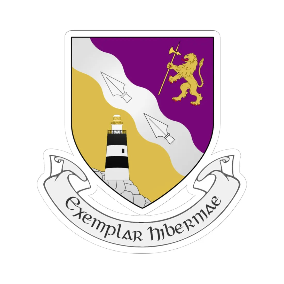 IRL COA County Wexford 3D (Ireland) (Coat of Arms) STICKER Vinyl Kiss-Cut Decal 4 Inch White - The Sticker Space