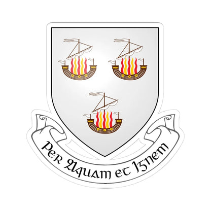 IRL COA Wexford Town 3D (Ireland) (Coat of Arms) STICKER Vinyl Kiss-Cut Decal 4 Inch White - The Sticker Space