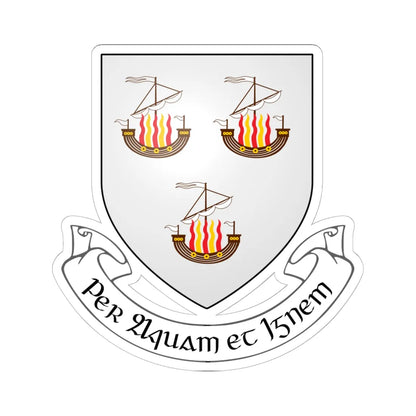 IRL COA Wexford Town 3D (Ireland) (Coat of Arms) STICKER Vinyl Kiss-Cut Decal 6 Inch White - The Sticker Space