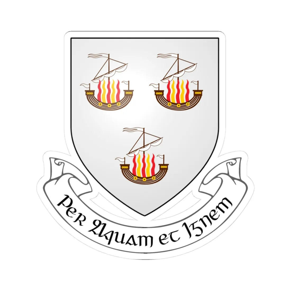 IRL COA Wexford Town 3D (Ireland) (Coat of Arms) STICKER Vinyl Kiss-Cut Decal - The Sticker Space
