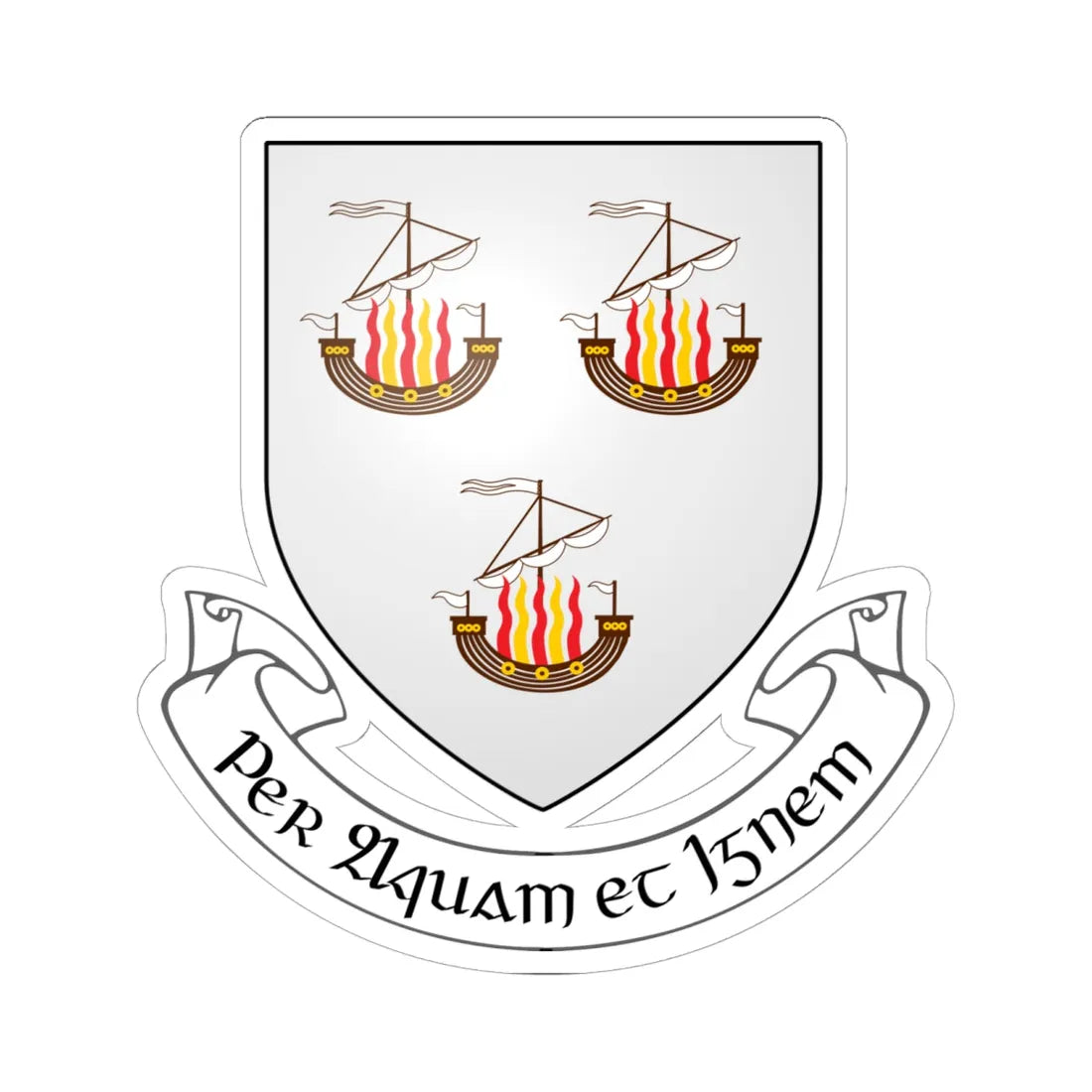 IRL COA Wexford Town 3D (Ireland) (Coat of Arms) STICKER Vinyl Kiss-Cut Decal - The Sticker Space