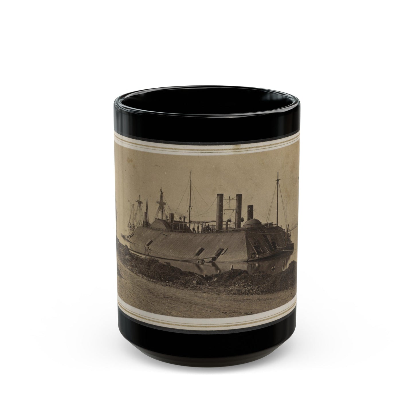 Ironclad Uss Essex At Baton Rouge, Louisiana (U.S. Civil War) Black Coffee Mug-15oz-The Sticker Space