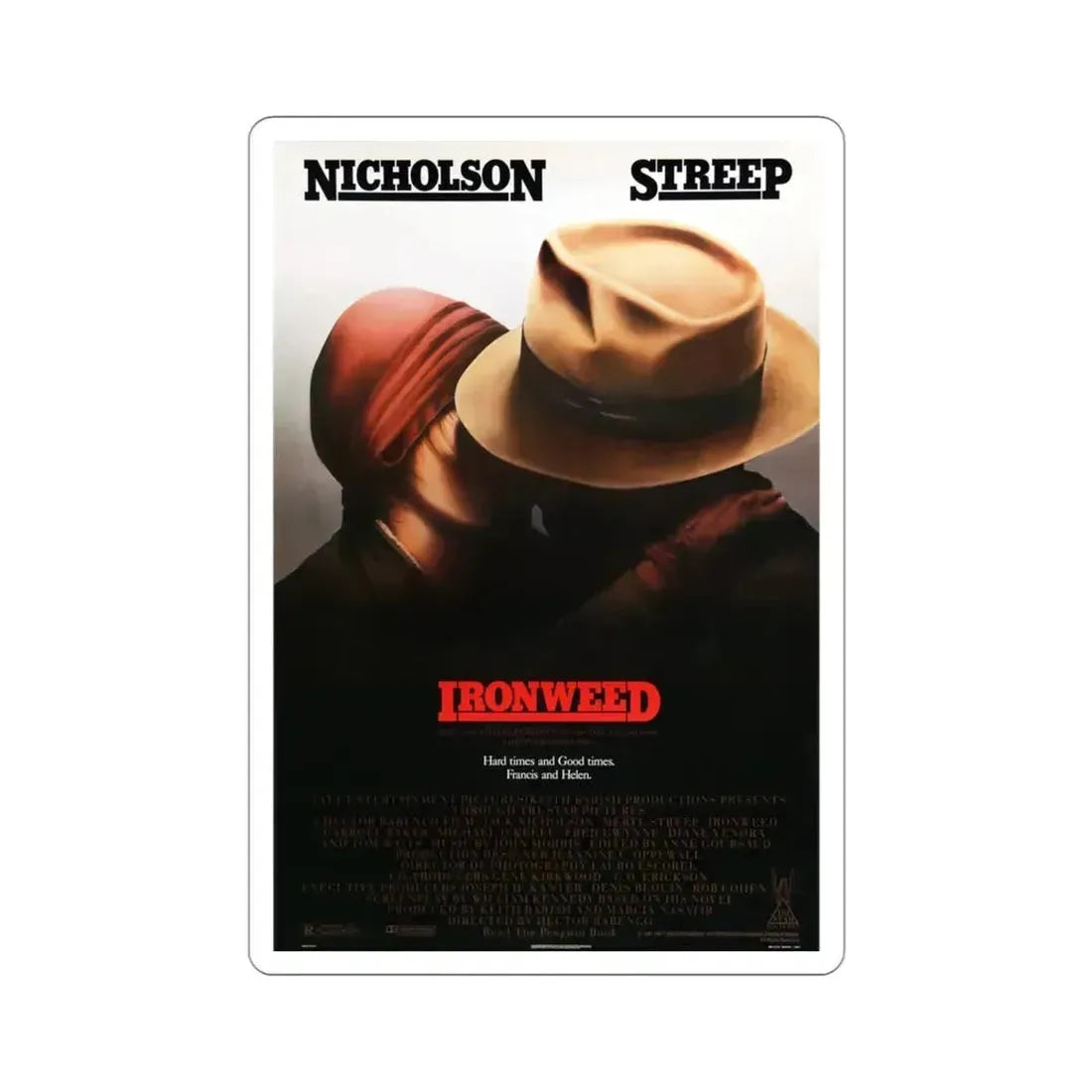 Ironweed 1987 Movie Poster STICKER Vinyl Die-Cut Decal 3 Inch - The Sticker Space