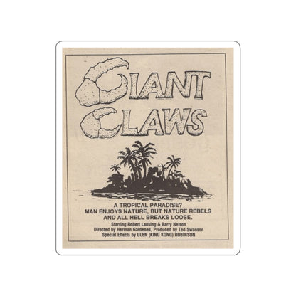 ISLAND CLAWS 1980 Movie Poster STICKER Vinyl Die-Cut Decal-2 Inch-The Sticker Space