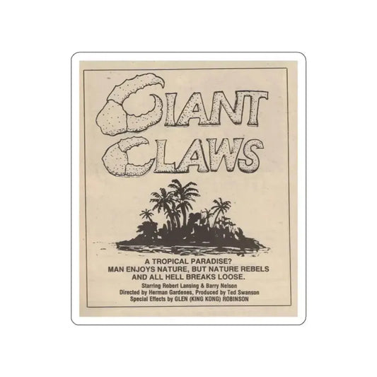 ISLAND CLAWS 1980 Movie Poster STICKER Vinyl Die-Cut Decal 2 Inch - The Sticker Space