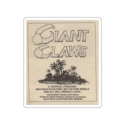 ISLAND CLAWS 1980 Movie Poster STICKER Vinyl Die-Cut Decal 5 Inch - The Sticker Space