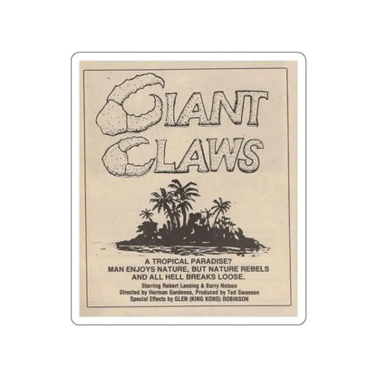 ISLAND CLAWS 1980 Movie Poster STICKER Vinyl Die-Cut Decal - The Sticker Space
